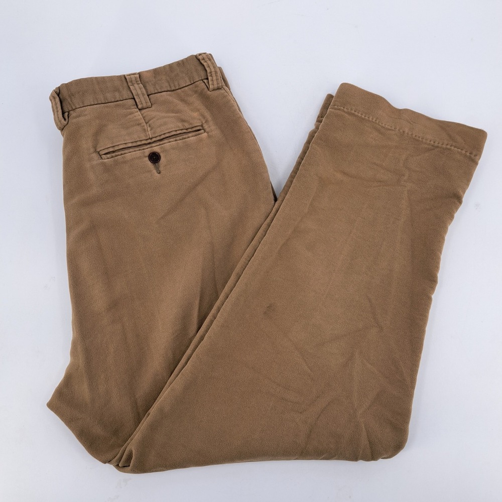 ORVIS Mens Tan Pleated Heavy Cotton Chinos Pants 38x30 Twill Hunting Fishing
